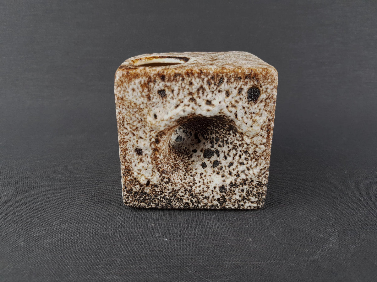 Vintage VEST KERAMIEK Fat Lava Square Vase with Van Gogh Glaze Dutch Pottery 1960-70s