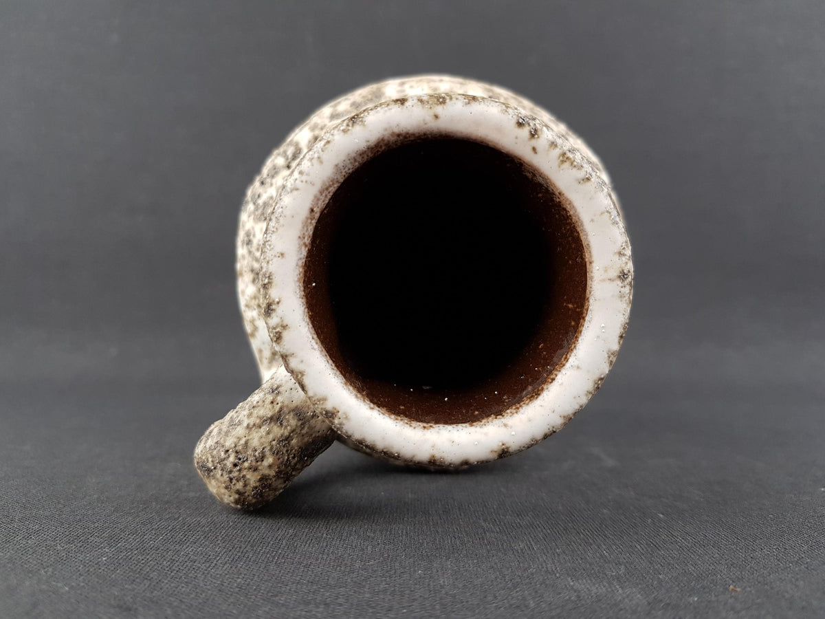 Vintage SCHEURICH KERAMIK White Vase with Dark Brown Fat Lava 414-16 West German Pottery 1970s