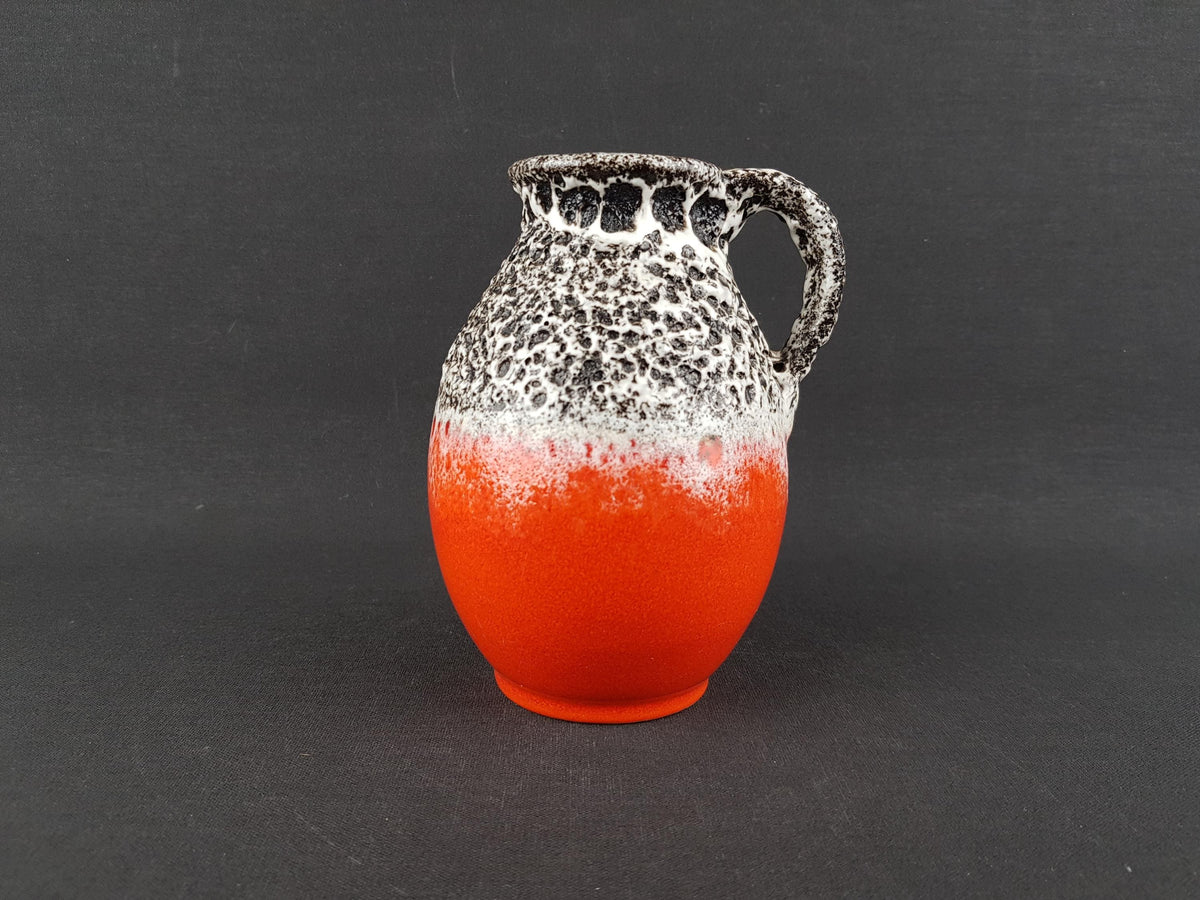 Vintage JASBA KERAMIK Orange Vase with Black and White Fat Lava Decor | "FLORINA" Series | N606 1014 | West German Pottery 1970s