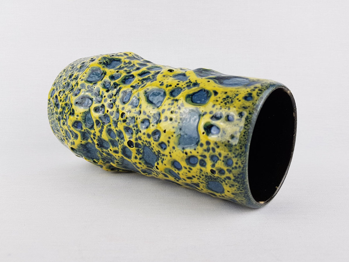 Vintage SCHEURICH KERAMIK Blue and Yellow Fat Lava Vase 529 25 West German Pottery 1970s