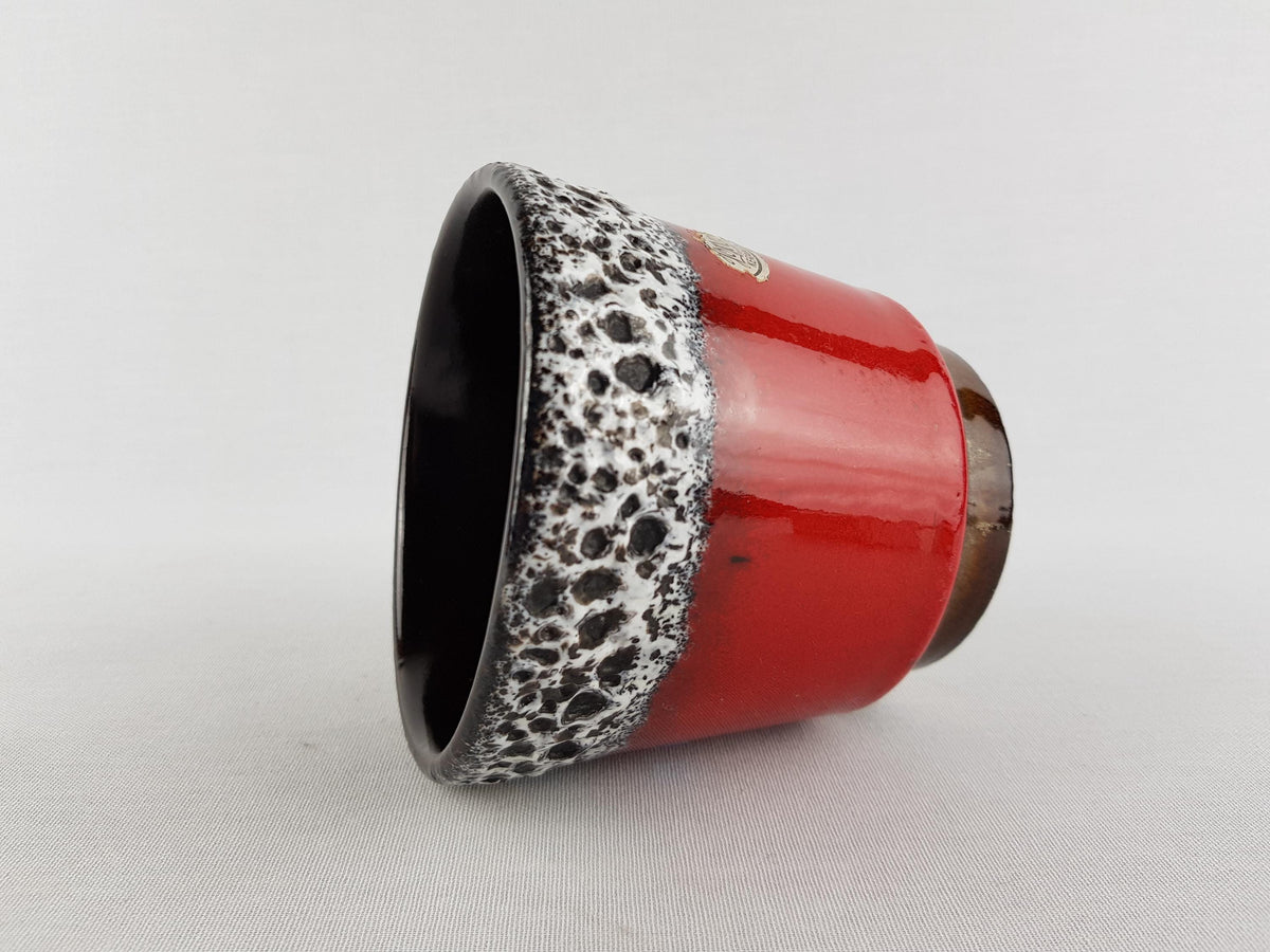 Vintage JOPEKO KERAMIK Red and Black Fat Lava Planter West German Pottery 1970s