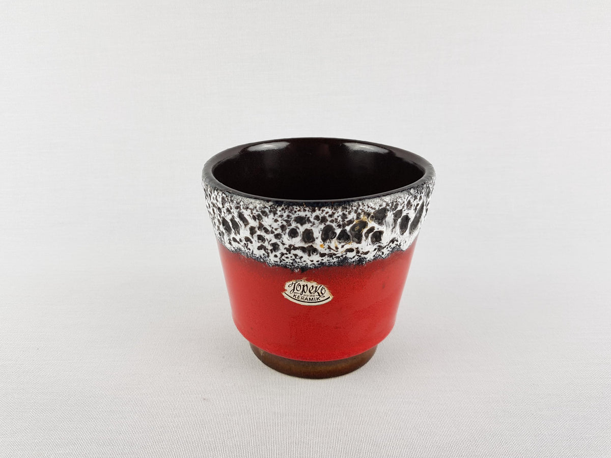 Vintage JOPEKO KERAMIK Red and Black Fat Lava Planter West German Pottery 1970s