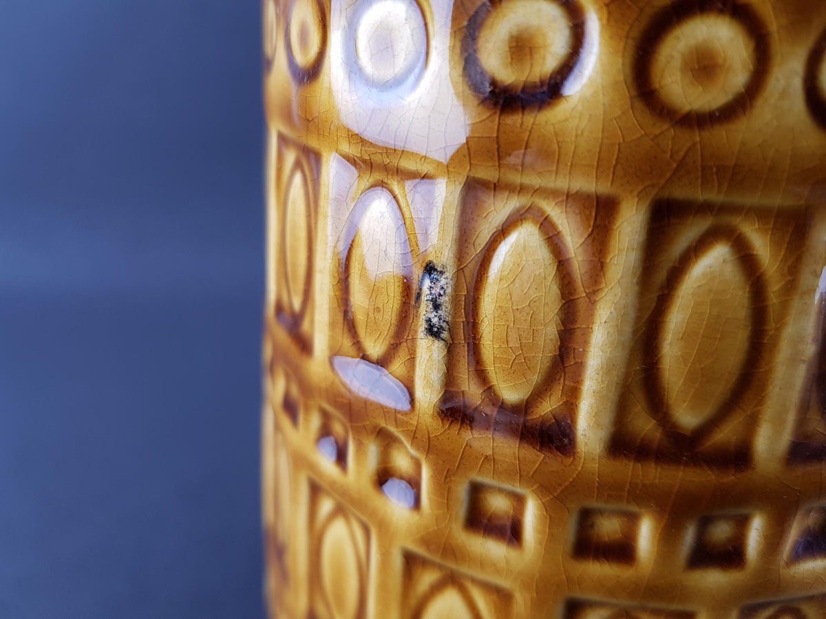 Vintage SCHEURICH KERAMIK Ochre Yellow Vase with Inka Decor 260 22 West German Pottery 1970s