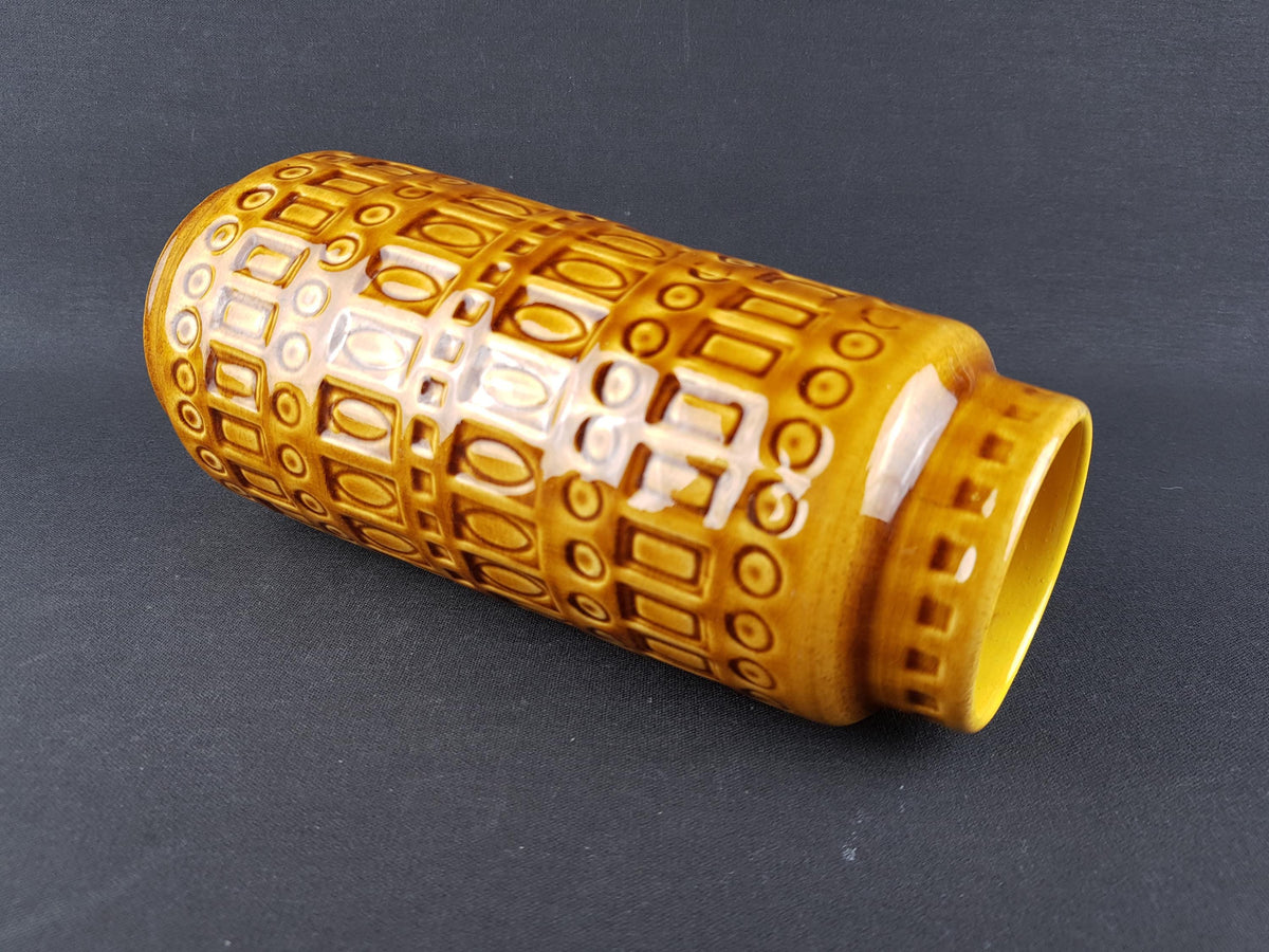 Vintage SCHEURICH KERAMIK Ochre Yellow Vase with Inka Decor 260 22 West German Pottery 1970s