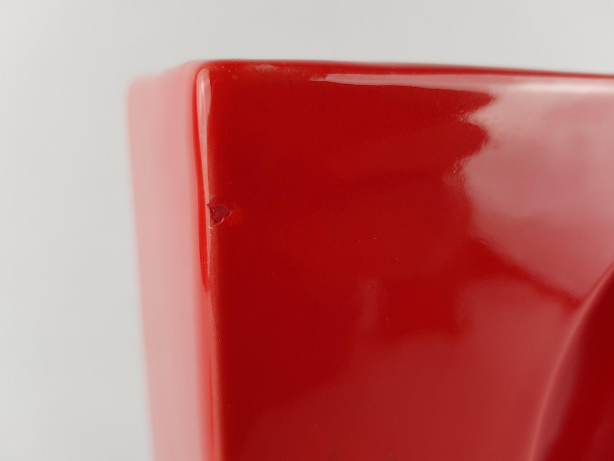 Vintage SILBERDISTEL FAYENCEN Rectangular Red Vase West German Pottery 1970s
