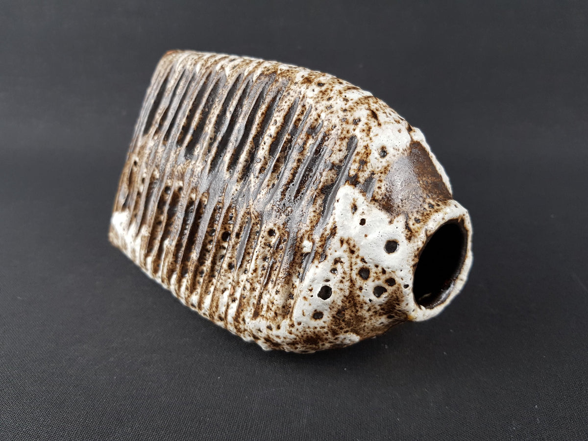 Vintage CARSTENS TONNIESHOF KERAMIK Brown Triangular Fat Lava Vase 7787 15 West German Pottery 1970s