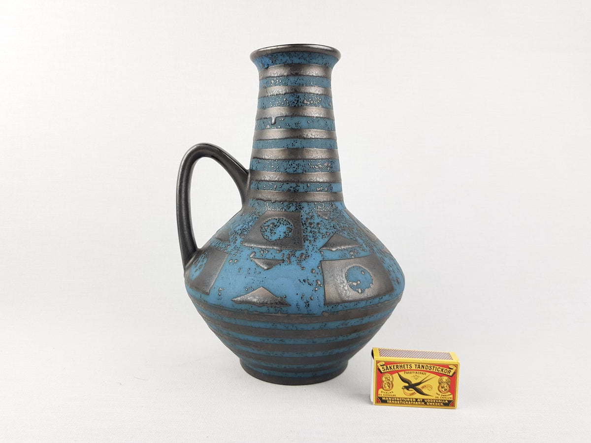 Vintage CARSTENS KERAMIK Vase with Blue Ankara Decor 1507-27 West German Pottery 1960s