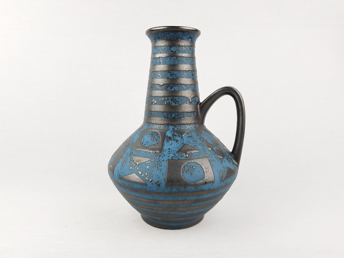 Vintage CARSTENS KERAMIK Vase with Blue Ankara Decor 1507-27 West German Pottery 1960s