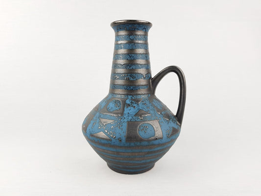 Vintage CARSTENS KERAMIK Vase with Blue Ankara Decor 1507-27 West German Pottery 1960s