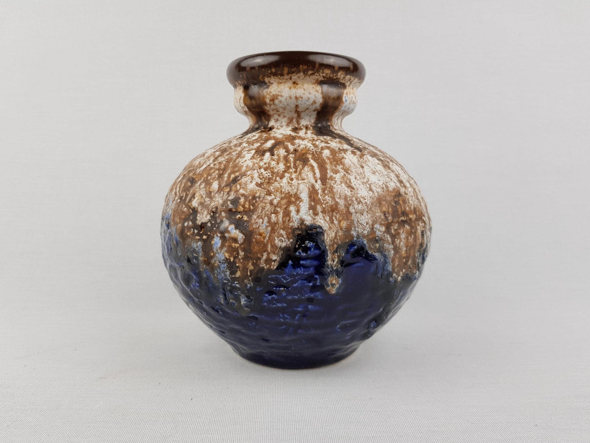Vintage DUMLER UND BREIDEN Blue and White Fat Lava Vase 31 15 West German Pottery 1960-70s