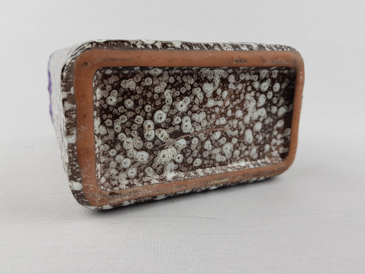 Vintage MAREI KERAMIK White Purple Chimney Vase Tanger Decor West German Pottery 1970s Fat Lava Era