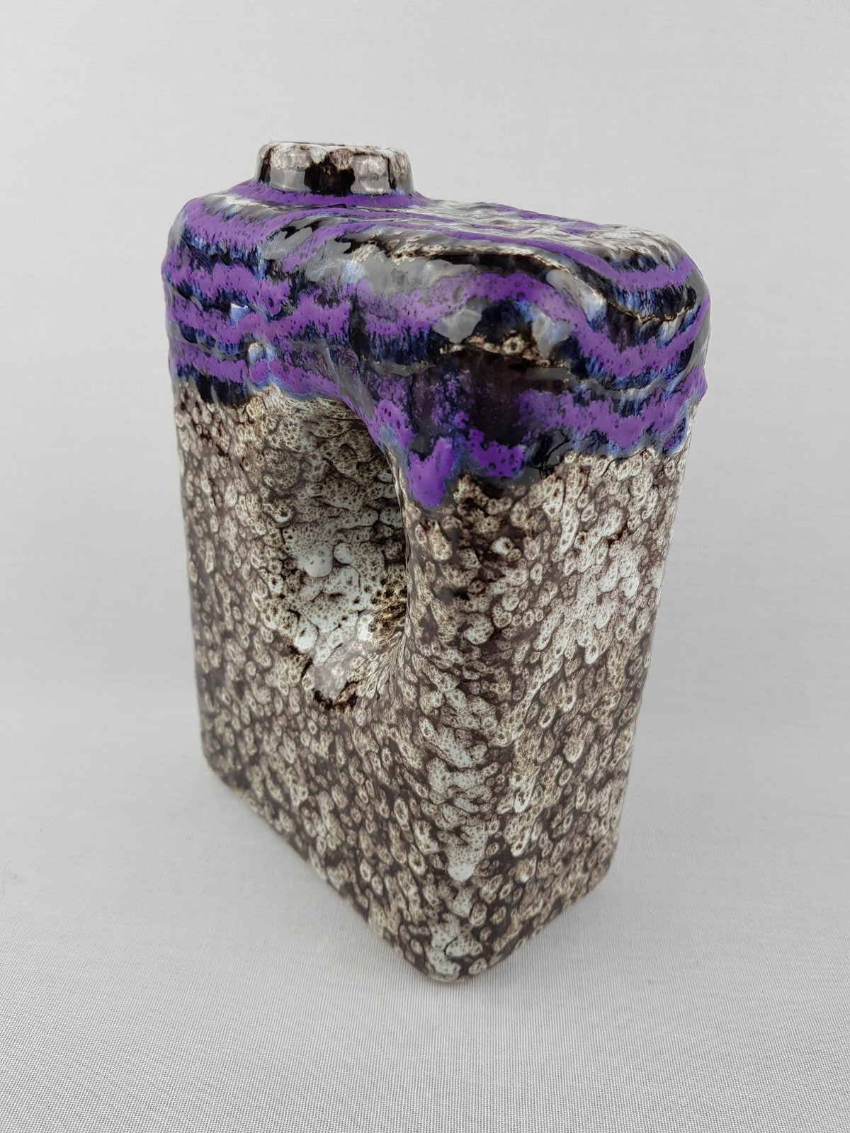 Vintage MAREI KERAMIK White Purple Chimney Vase Tanger Decor West German Pottery 1970s Fat Lava Era