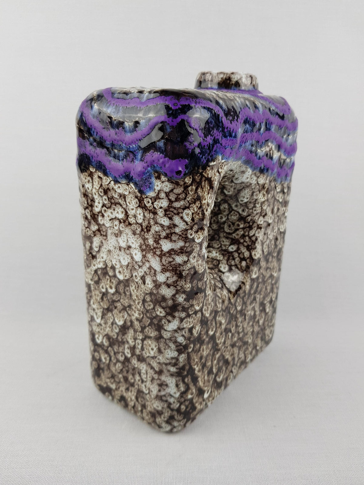 Vintage MAREI KERAMIK White Purple Chimney Vase Tanger Decor West German Pottery 1970s Fat Lava Era
