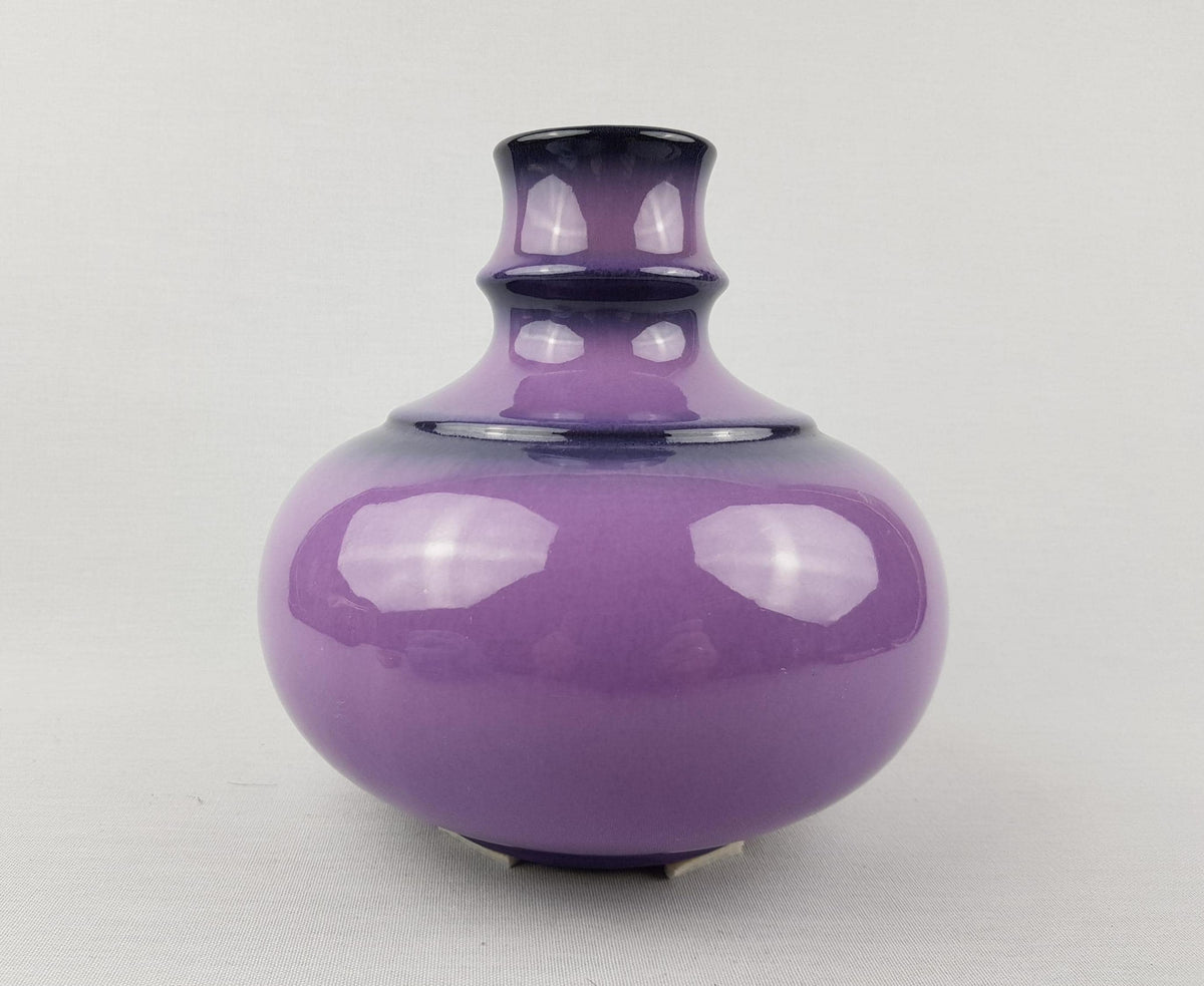 Vintage JASBA KERAMIK Purple Vase with Black Accents 1166 18 West German Pottery 1970s
