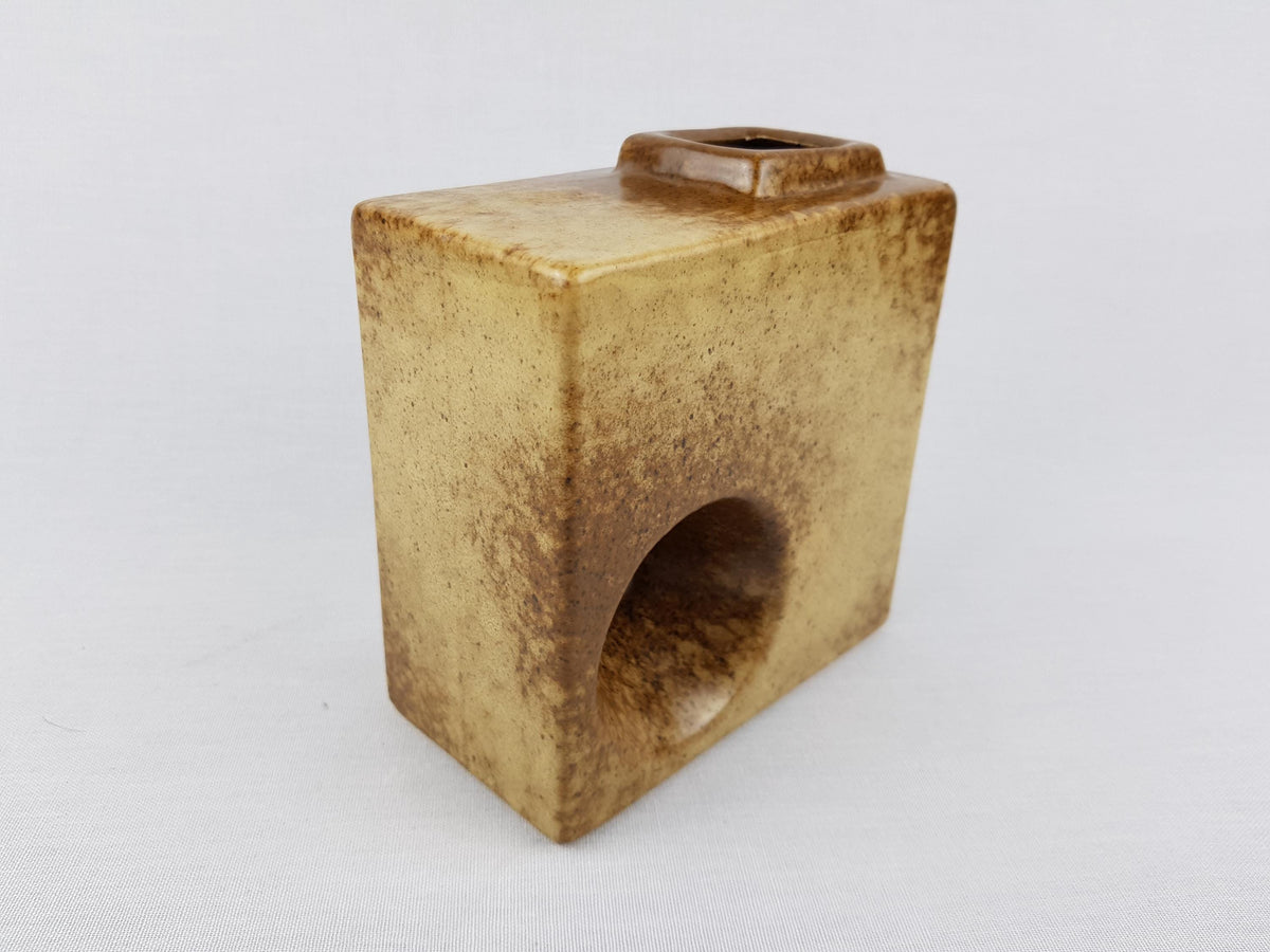 Vintage VEB HALDENSLEBEN Brown/Beige Chimney Vase 2905 East German Pottery 1960s