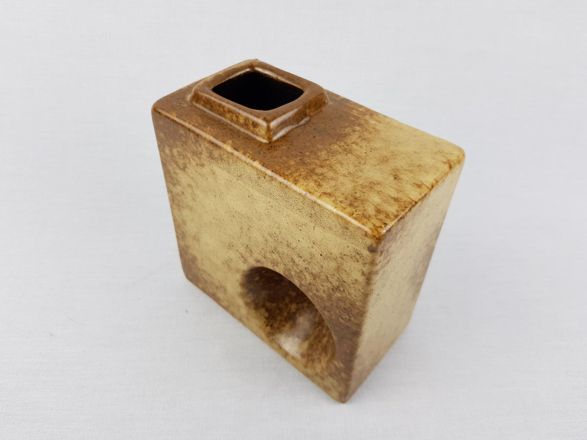 Vintage VEB HALDENSLEBEN Brown/Beige Chimney Vase 2905 East German Pottery 1960s