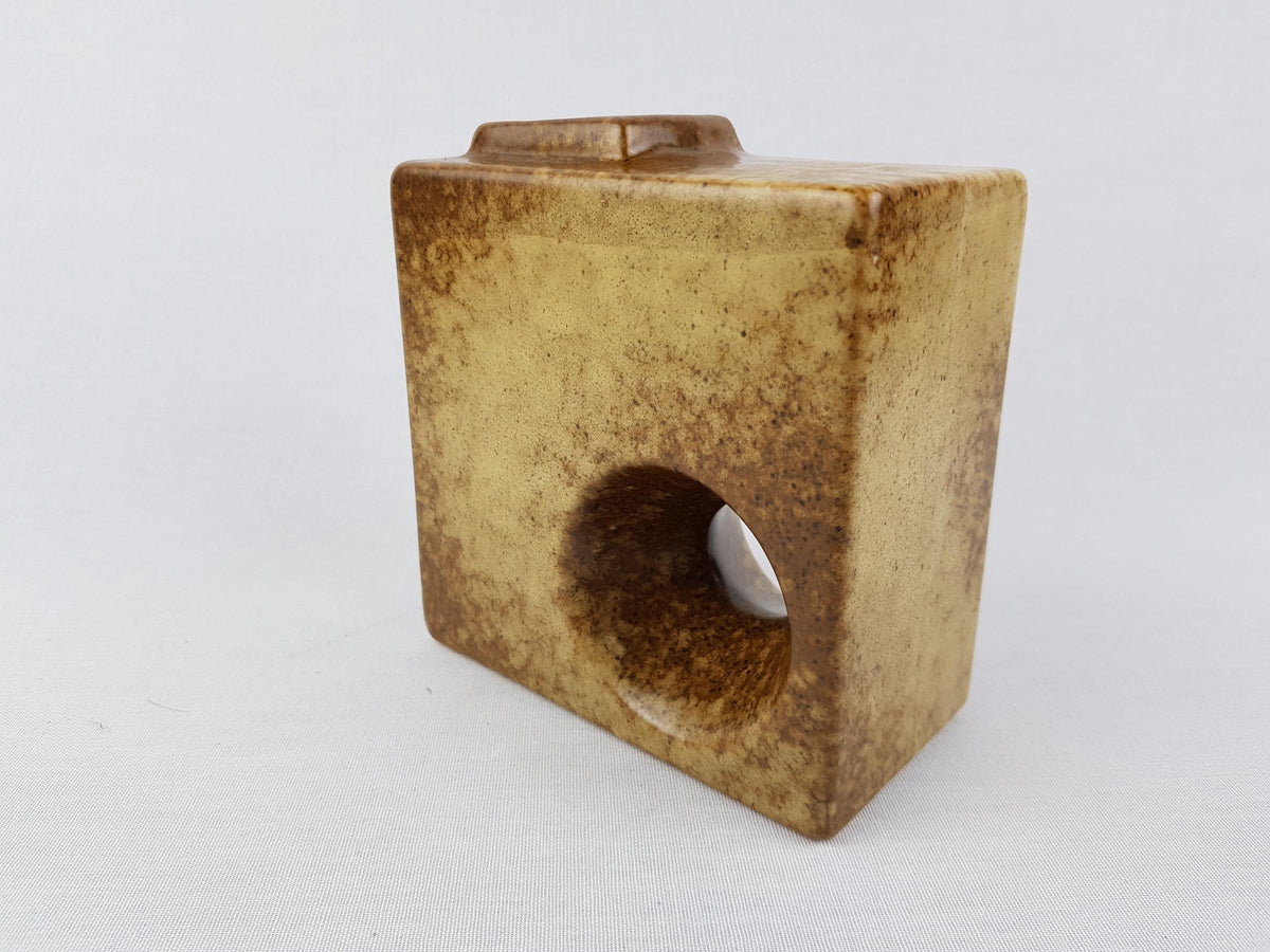 Vintage VEB HALDENSLEBEN Brown/Beige Chimney Vase 2905 East German Pottery 1960s