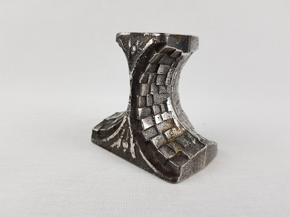Vintage OLAV JOA Brutalist Sculptural Cast Stainless Steel Candleholder 18-8 Norway Design 1960s Polaris Fabrikker