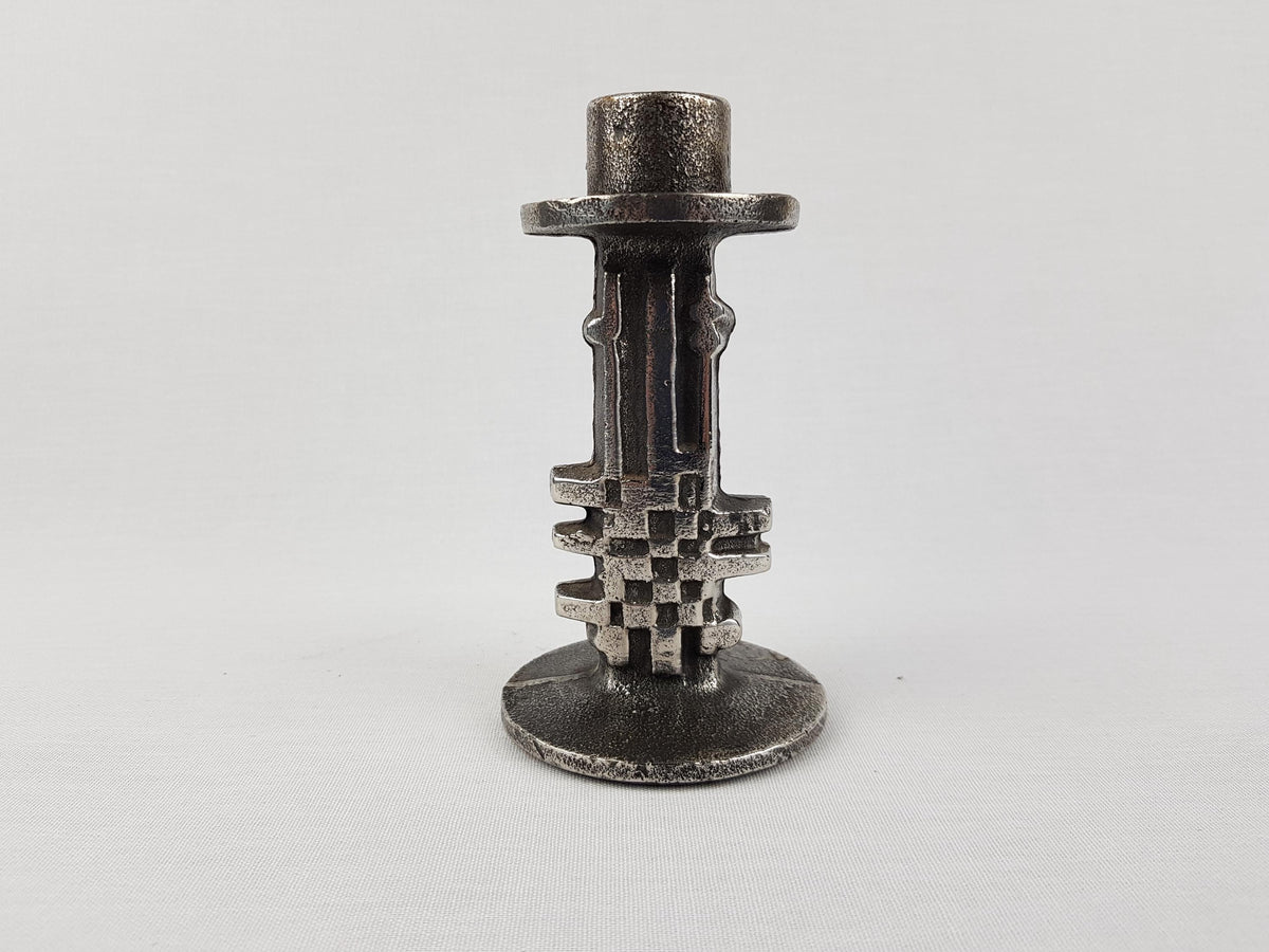 Vintage OLAV JOA Brutalist Sculptural Cast Stainless Steel Candleholder 18-8 Polaris Fabrikker Norway Design 1960s