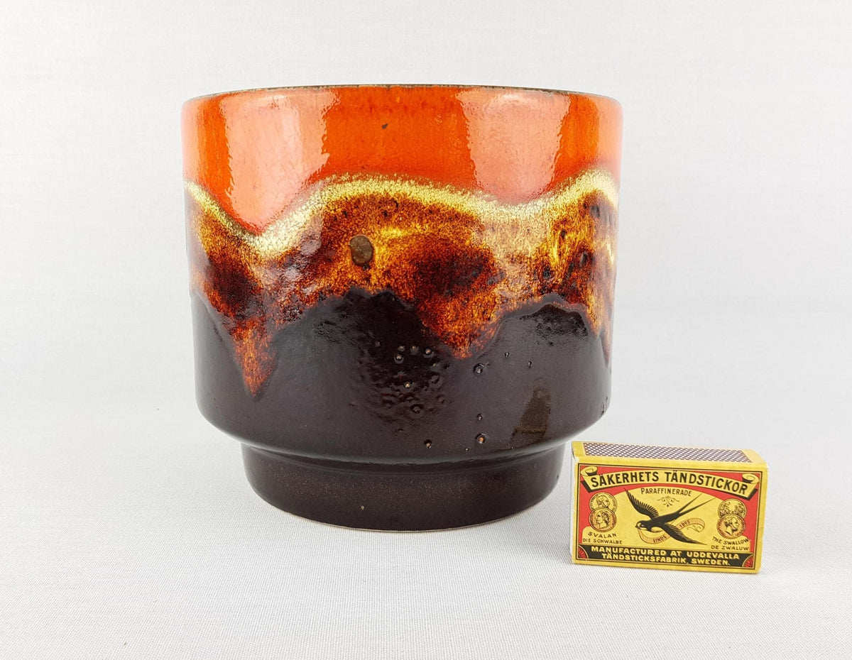 Vintage DUMLER AND BREIDEN Keramik Brown and Orange Fat Lava Flower Pot Planter 715 16 West German Pottery 1960s 1970s