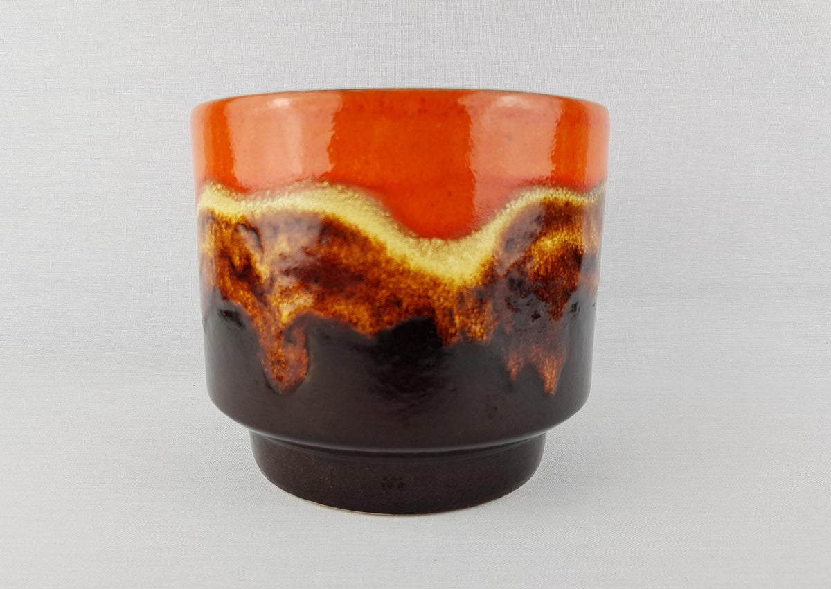 Vintage DUMLER AND BREIDEN Keramik Brown and Orange Fat Lava Flower Pot Planter 715 16 West German Pottery 1960s 1970s