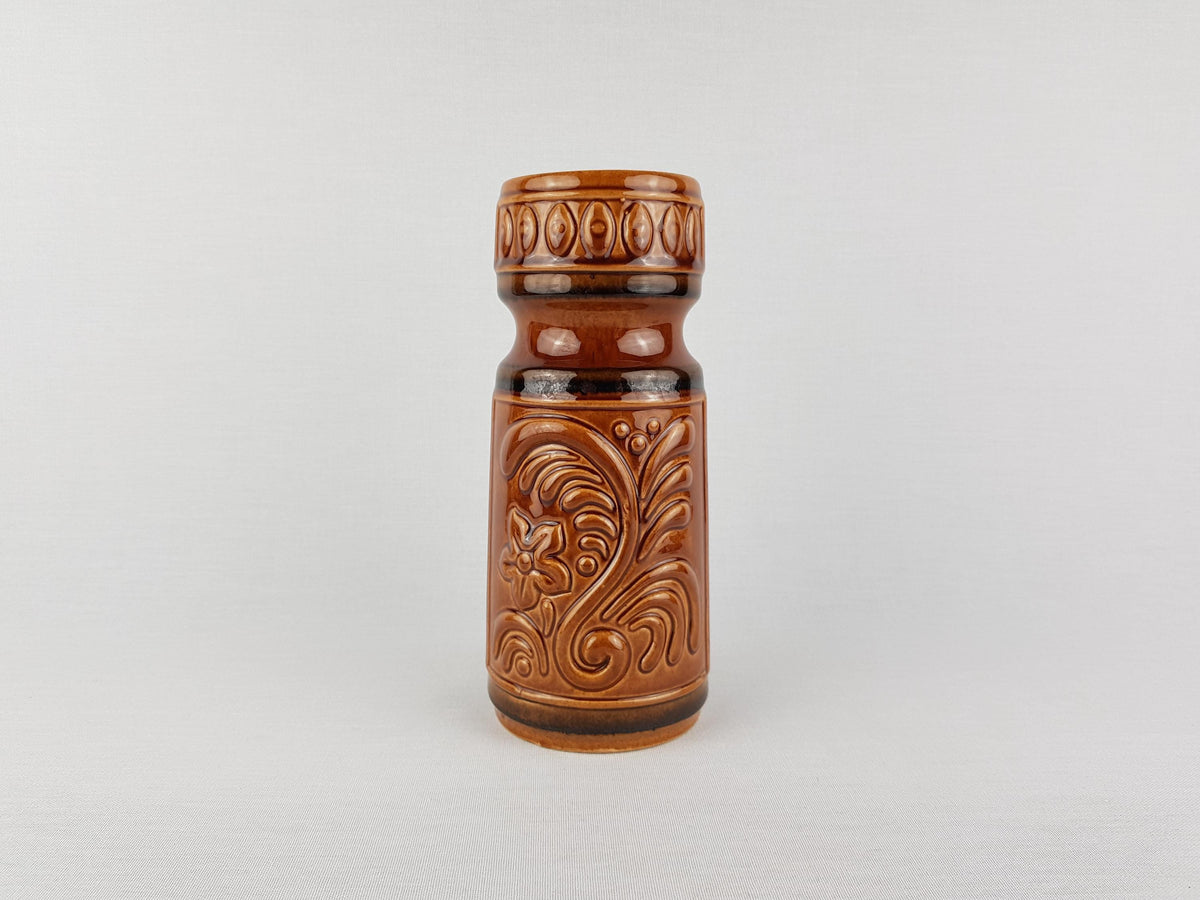Vintage VEB GRAFENRODA Brown Fat Lava Era Vase 122-22 East German Pottery 1950s