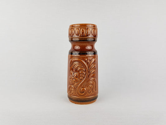 Vintage VEB GRAFENRODA Brown Fat Lava Era Vase 122-22 East German Pottery 1950s