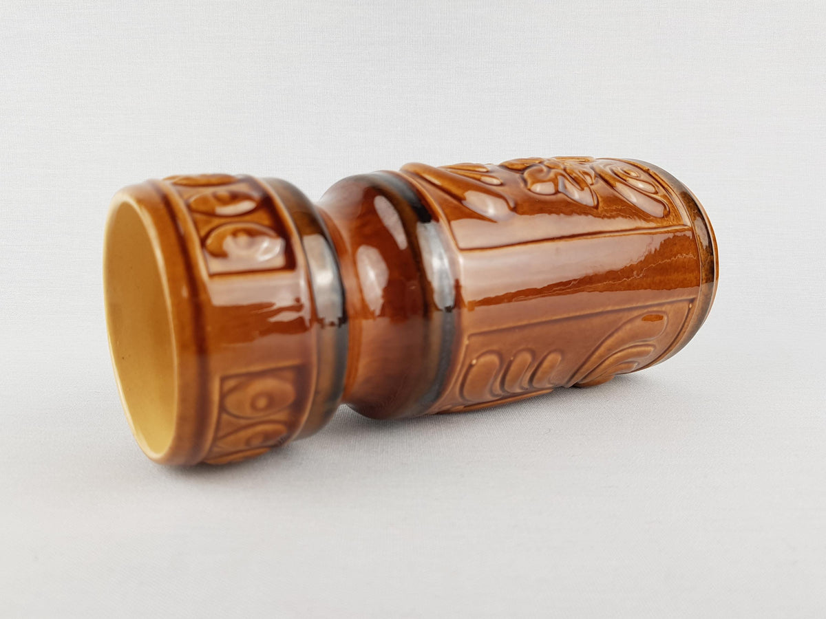 Vintage VEB GRAFENRODA Brown Fat Lava Era Vase 122-22 East German Pottery 1950s