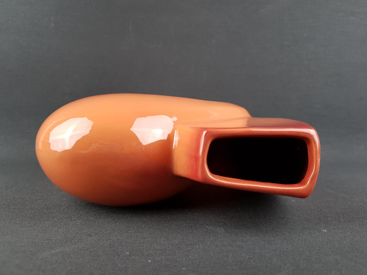 Vintage ROBERTO RIGON Salmon Art Vase 10/A Italian Pottery 1960 70s