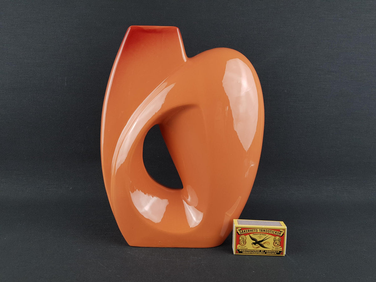 Vintage ROBERTO RIGON Salmon Art Vase 10/A Italian Pottery 1960 70s