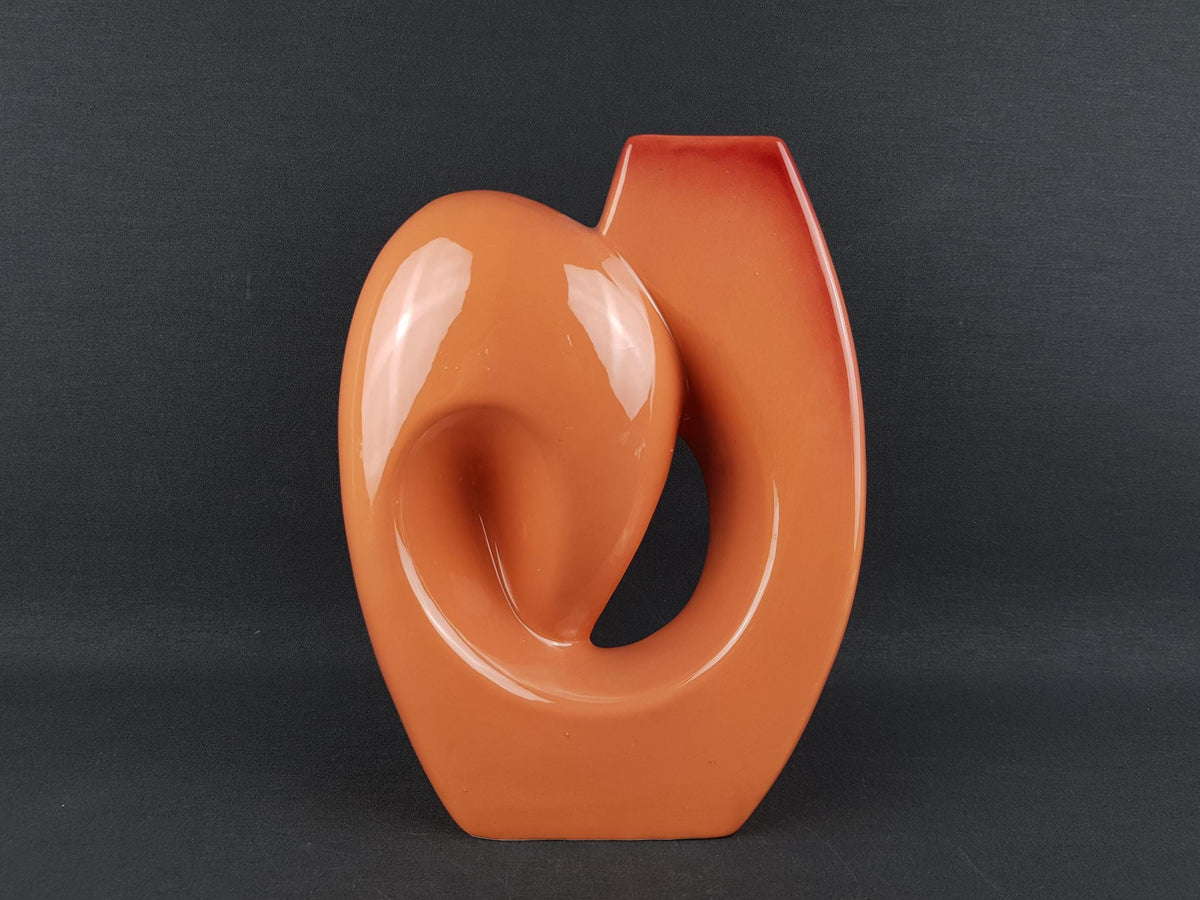 Vintage ROBERTO RIGON Salmon Art Vase 10/A Italian Pottery 1960 70s