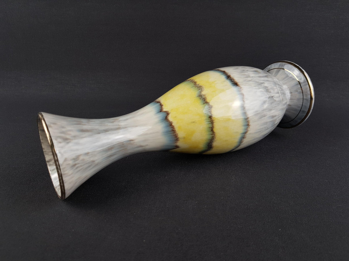 Vintage BAY KERAMIK Grey Yellow Vase 52 25 West German Pottery 1950s