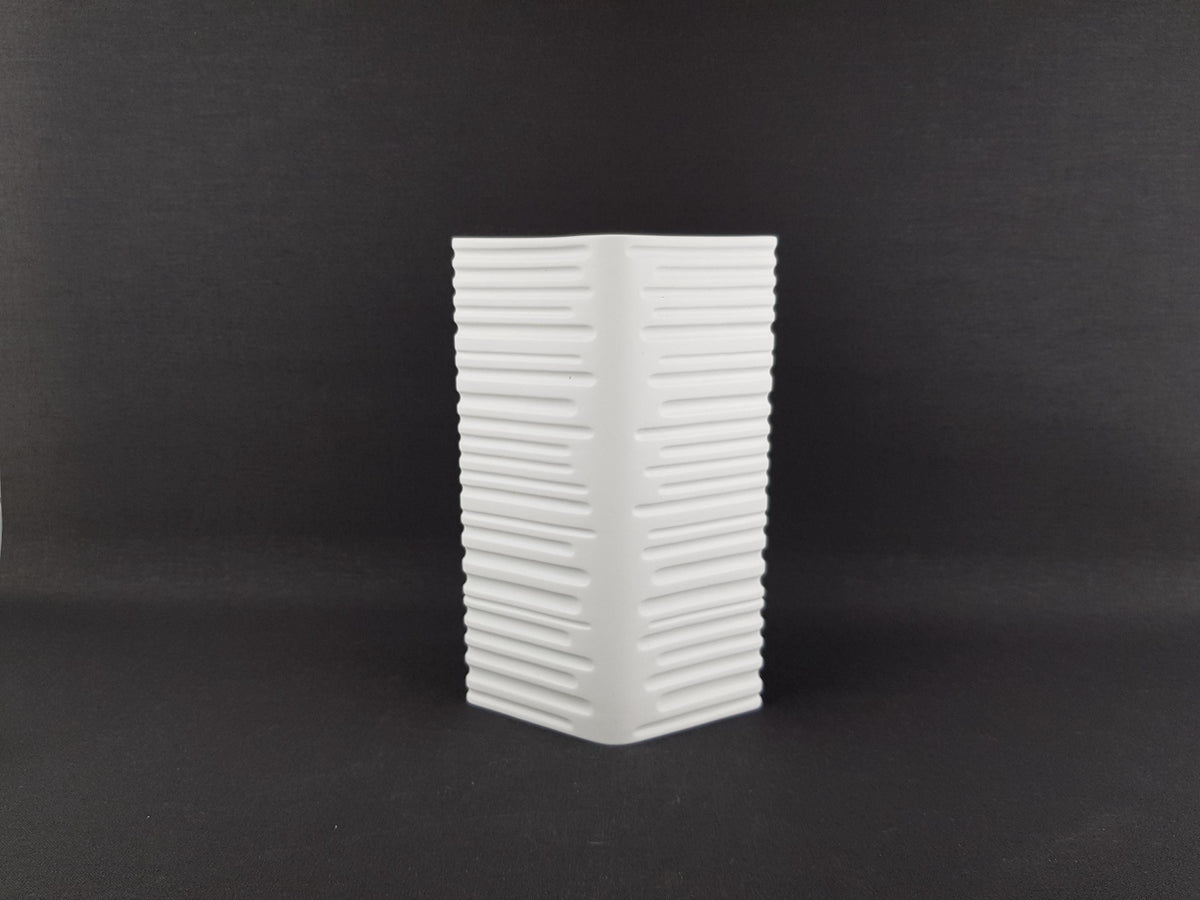 Vintage HEINRICH BAVARIA White Porcelain Rhombic Shaped Vase 1894 West German Pottery 1960s 1970s