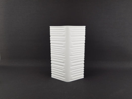 Vintage HEINRICH BAVARIA White Porcelain Rhombic Shaped Vase 1894 West German Pottery 1960s 1970s