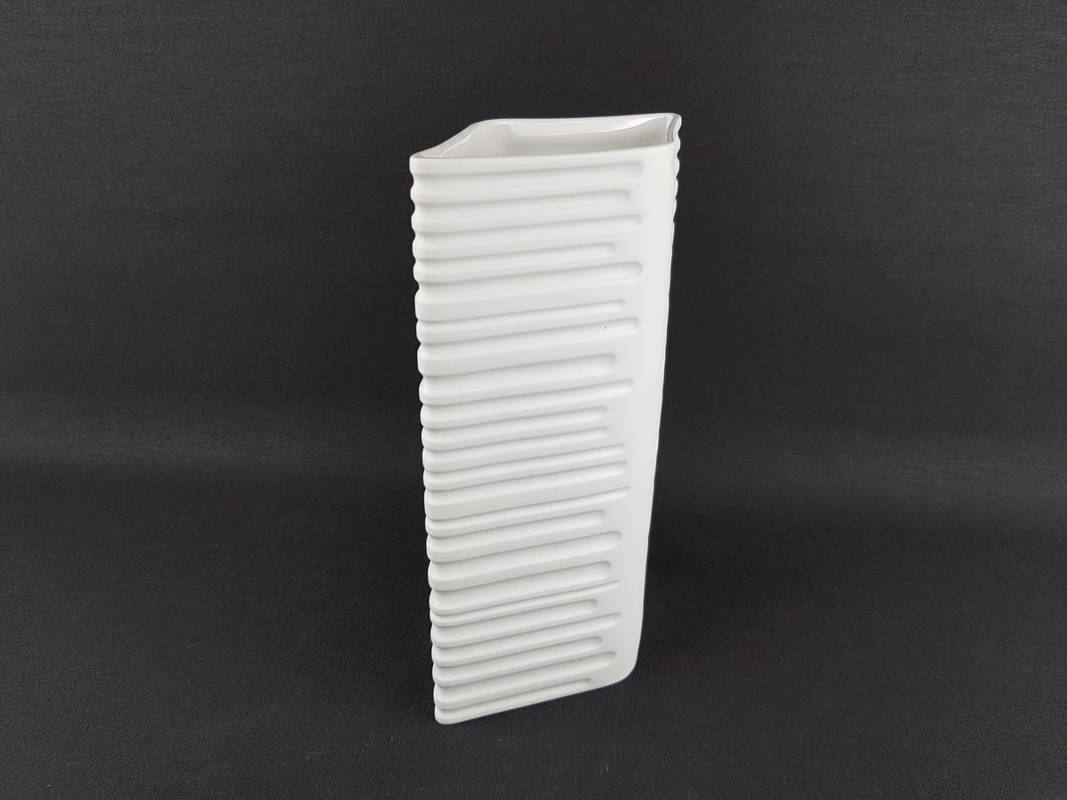 Vintage HEINRICH BAVARIA White Porcelain Rhombic Shaped Vase 1894 West German Pottery 1960s 1970s