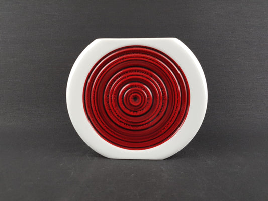 Vintage THOMAS PORZELLAN Red Disk Vase by H.T. Baumann 1960-70, West German Pottery