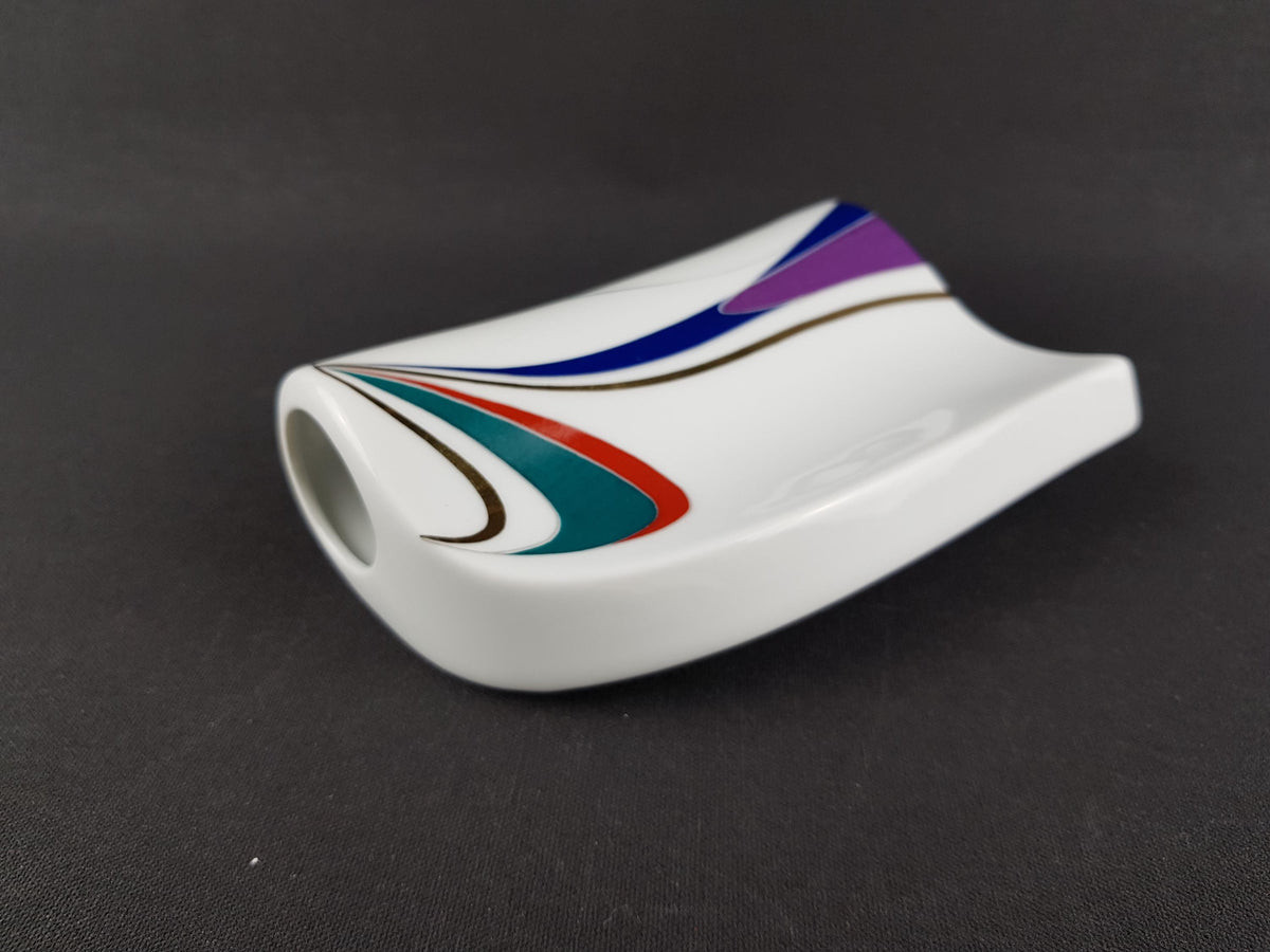 Vintage GEROLD PORZELLAN White Porcelain Vase With Colourful Lines 8468/2 West Germany 1960-70s Fat Lava Era