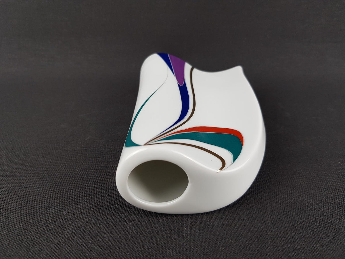 Vintage GEROLD PORZELLAN White Porcelain Vase With Colourful Lines 8468/2 West Germany 1960-70s Fat Lava Era