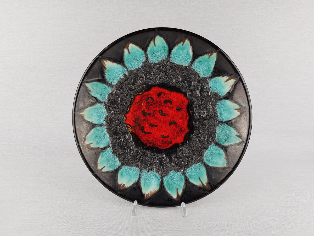 Vintage RUSCHA KERAMIK Fat Lava Wall Plate, Flower Decor 1970s