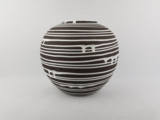 Vintage SCHLOSSBERG KERAMIK Ball Vase 109-23 with Roulette decor by Liesel Spornhauer 1950s