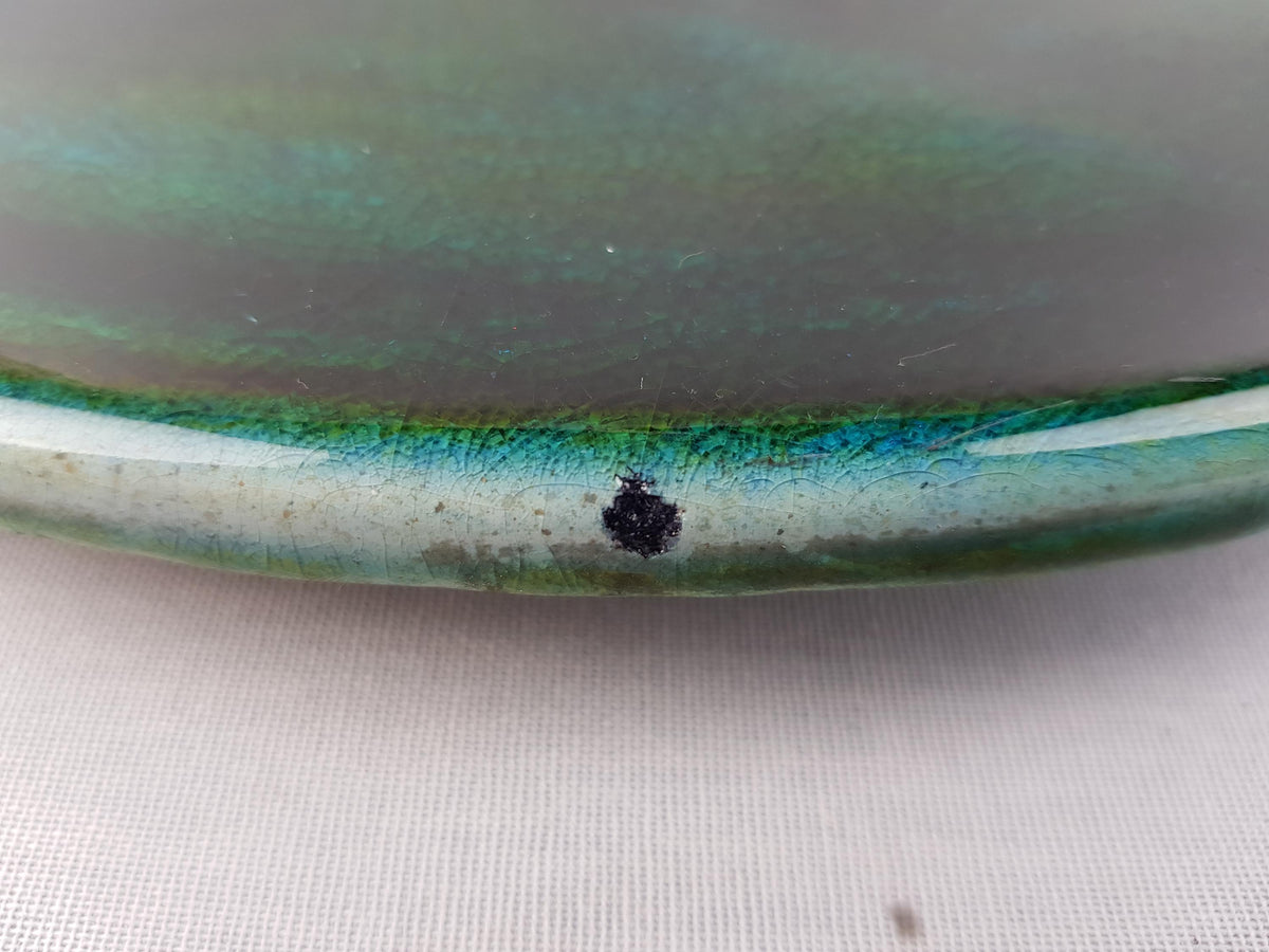 Vintage GRUNSTADT Green and Orange Wall Plaque West German Pottery by Reiner Gehrig 1970s