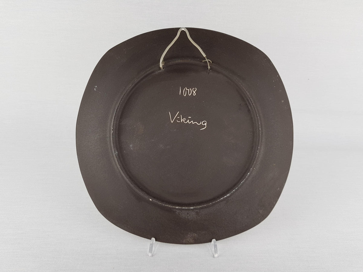 Vintage AWF Arnold Wiigs Fabrikker, Ceramic Wall Plate with Viking Ship 1008 Norway 1950s 1960s