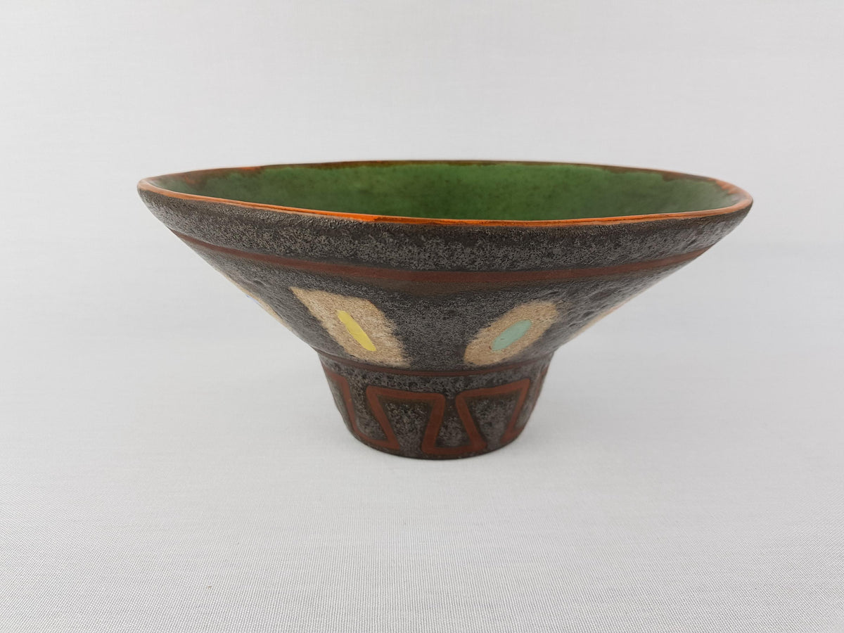 Vintage GMUNDNER KERAMIK Brown Green Bowl from Austria 1970s
