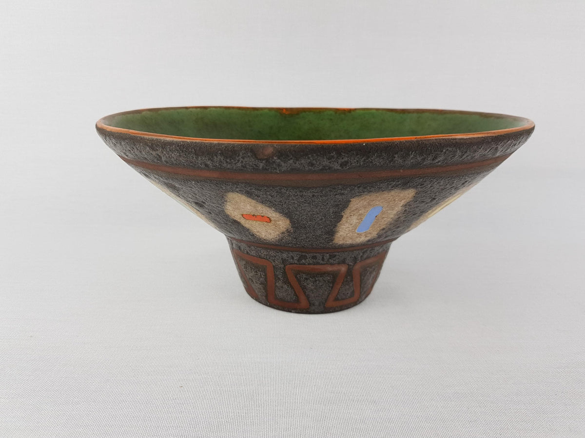 Vintage GMUNDNER KERAMIK Brown Green Bowl from Austria 1970s