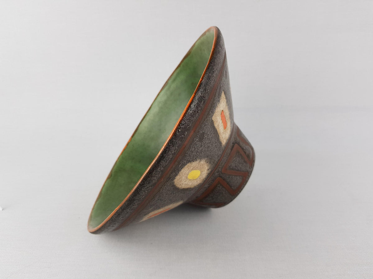 Vintage GMUNDNER KERAMIK Brown Green Bowl from Austria 1970s