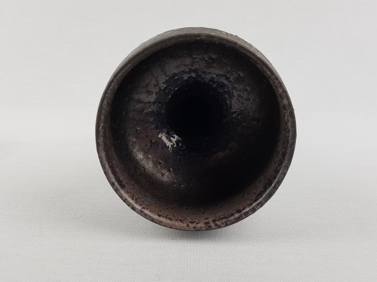 Vintage MOBACH Black and Purple Goblet Vase from Dutch Studio Pottery 1970s
