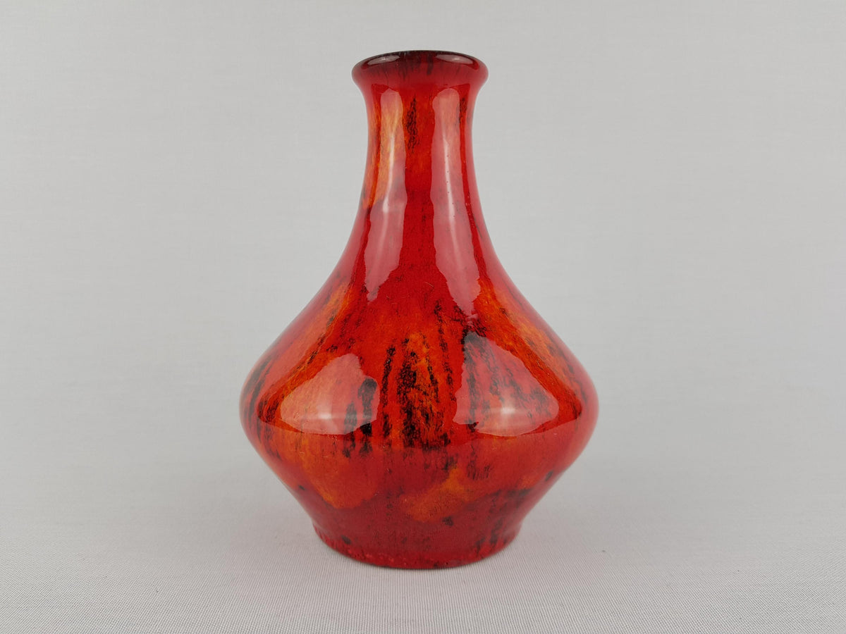 Vintage WALTER GERHARDS Topferei Red and Orange Vase 1005 16 West German Pottery 1970s