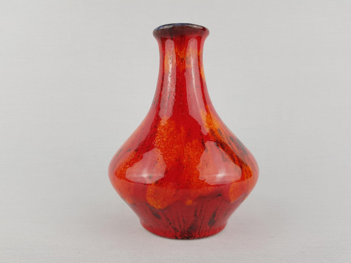 Vintage WALTER GERHARDS Topferei Red and Orange Vase 1005 16 West German Pottery 1970s