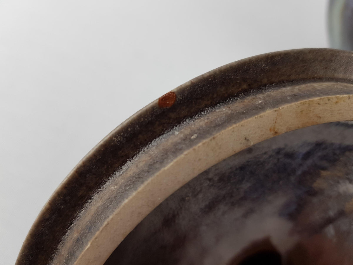 Vintage RUSCHA KERAMIK Purple and Dark Grey Bowl with Lid West German Pottery Fat Lava Era 1970s