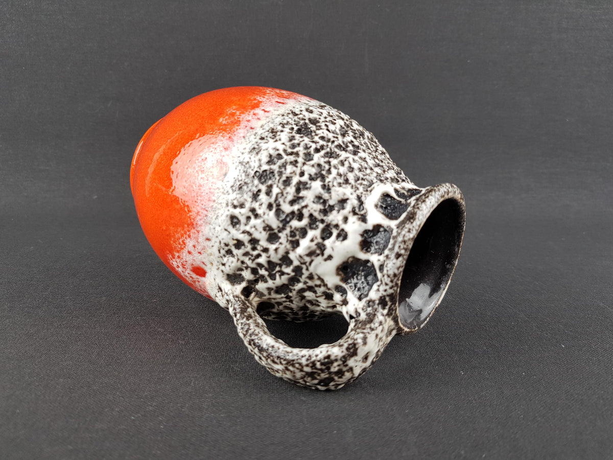 Vintage JASBA KERAMIK Orange Vase with Black and White Fat Lava Decor | "FLORINA" Series | N606 1014 | West German Pottery 1970s